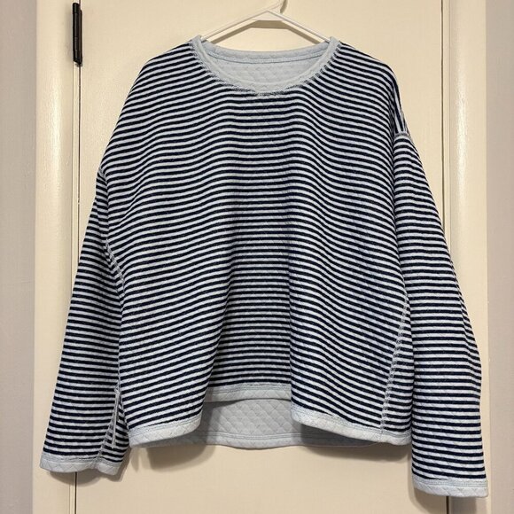 J. Crew Factory Tops - J. Crew #BY985 Women's Reversible Quilted Pullover Shirt Top XL Blue 2024